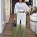 Women’s Gradient Dye Print Long Sleeve Shirt & High-Waist Wide Leg Pants Set – Stylish Two-Piece Outfit For Effortless Elegance_ecoleips.com