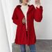 Women's Jacquard Fleece Hooded Cardigan – Winter Fashion Long Coat, Elegant & Warm Open Front Sweater (Navy/Red/Brown/Black/Dark Blue)_ecoleips.com