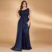 plus Size One Shoulder Sleeveless Evening Dress Sequined Beaded Ribbon Cocktail Dress for Parties Formal Banquets European American Style_ecoleips.com