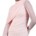 Pink High Neck Asymmetrical Long Dress Mesh Paneling French Style Women's Fairy Like Thin Summer Clothing_ecoleips.com