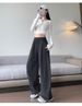 Black Sweatpants Women's Autumn And Winter 2025 New Velvet Loose Casual Wide-leg Sweatpants Scimitar Banana Pants_ecoleips.com
