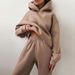 Women's Clothing Autumn And Winter Women's Clothing Solid Color Thickened Long Sleeve Sweater Elastic Trousers Pocket Two Piece Set_ecoleips.com