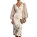 Women's Mesh Patchwork V Neck Digital Print Dress European American Style Fashion Clothing_ecoleips.com