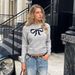 Women's Clothing Sexy Knit Long Sleeve Top For Women, Chic Ribbed Cropped Sweater With Bow Detail, Soft & Stretchy Acrylic Blend, Fitted Casual_ecoleips.com