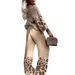 Audday 2025 Women's New Printed Leopard Print Three-quarter Sleeve Top High Waist Long Pants Personalized Two-piece Set_ecoleips.com