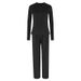 WG164 European American Fashion Knitted Solid Color Long-sleeve T-shirt And Wide-leg Pants Two-piece Casual Sports_ecoleips.com