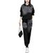 Women's Patchwork Denim Hooded Sweatshirt And Pants Set Spring Autumn New Fashion Two-Piece Trendy Brand_ecoleips.com