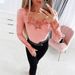 European American Cross-border 2026 New Style Solid Color Long-sleeve T-shirt Top For Women With Lace Trim Rhinestone_ecoleips.com