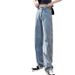 American-style Loose-fitting Wide-leg Jeans For Women, High-waisted, Height-enhancing, Slimming, Floor-length Jeans,_ecoleips.com
