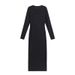 Spring/Summer Knit Dress With Relaxed Waistline, Round Neckline, And Slimming Stripes Long Women's Knit Skirt_ecoleips.com