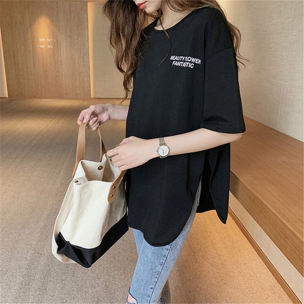 Plus-size New Fashion Printed Short-sleeve T-shirt For Women, Loose Casual Lazy Top Half-sleeve_ecoleips.com