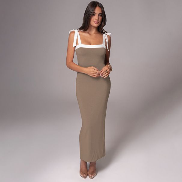 Women's Clothing Sexy Sleeveless Dress Autumn Fashion Bodycon Slim Fit With Suspender Tie Waist_ecoleips.com