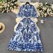 Women's Clothing Plus Size Women's Clothing High End Printing Heavy Beading Pleated Long Dress Pleated Skirt Temperament Dress For Women_ecoleips.com