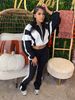 European And American Women's Clothing Elastic Waist Color Block Stitching Contrast Color Sports Casual Two Piece Trousers Suit_ecoleips.com