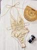 Women's Clothing Summer Beach Pool Swimsuit European American Style Deep Neckline Hollow Out Design Slimming Sexy One Piece Goddess Style_ecoleips.com