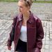 Women's Thin Leather Jacket Spring Autumn Petite Casual Sun Protection Executive Burgundy High_ecoleips.com