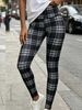 Fleece Lined Plaid Yoga Leggings High Waist Stretch Thermal Workout Pants_ecoleips.com