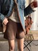 K Knitted Shorts With Yarn For Women, High Waisted For Slimming, Straight Leg Wide Leg Pants, Loose And Versatile Woolen Clothing_ecoleips.com
