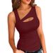 Women's Clothing Summer Cutout Sleeveless Vest Shirt American Style Rib Detail Sexy Basic Hot Girl T-Shirt_ecoleips.com