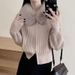 Aria Basics Aria Basics KANING Solid Color Fur Collar Double Zipper Knit Cardigan 2026 Autumn/Winter New Design European And American Style_ecoleips.com