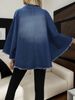K Women's Denim Jacket With Fashionable Loose Collar And Bat Sleeve Jacket_ecoleips.com