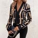 Women's Clothing Elegant Geometric Print Long Sleeved Shirt Women’s Geometric Print V-Neck Blouse – Stylish Long-Sleeve Top For Spring/Summer/Fall_ecoleips.com