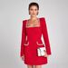 K Elegant Slimming U-neck Long-sleeved Beaded Dress For Women_ecoleips.com