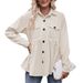 Women's Corduroy Babydoll Shirt, Casual Relaxed Fit Fall Winter Soft Ribbed Tunic Top_ecoleips.com