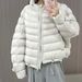 girl Girl Petite Ribbed Jacket For Women, Lightweight Stand Collar Short Style, 2025 New Loose Fit Plus Size White Duck Down Coat_ecoleips.com
