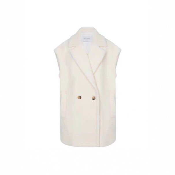 Women's Faux Shearling Teddy Bear Vest Longline Faux Fur Coat Shawl Collar Oversized Vest Winter Fall Layering Piece_ecoleips.com