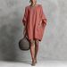 Women's Spring/Summer Casual Fashion Faux Cotton Linen Batwing Dress Thin Thickened Regular Size for Ages 16-45_ecoleips.com