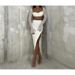 FY22396 Knitted Beaded Square Neck Long Sleeve And Short Set Spring Women's Sexy Crop Top Skirt_ecoleips.com