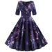 Women Flower Print Autumn Dress Casual Winter Half Sleeve Elegant Vintage Dress Robe Femme Pinup Office Party Vestidos_ecoleips.com