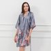 2020 Summer Silk Cross-Border Crane Print Short Pajamas Women's Bathrobe Morning Robe_ecoleips.com