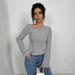 Voya Women's Mature T-shirt With Intellectual Style, Elegant Slim Fit, Long Sleeved Short Top_ecoleips.com