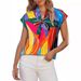2025 Women's Summer Printed Casual Shirt Top With Bowknot V-Neck Short Sleeve_ecoleips.com