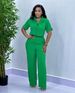 Women's Clothing Solid Color Casual Large Size Short Sleeved Shirts Trousers Two Piece Suits_ecoleips.com
