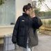 Plus Size Winter Puffer Coat For Women – Thickened Slimming Short Jacket, Korean Style Princess Sleeve Zip-Up Quilted Outerwear (Blue/Black)_ecoleips.com