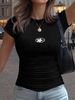 Women's Printed T-Shirt With Waist Gather Detail - Fashion Casual Top-3_ecoleips.com
