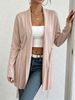Women Lightweight Breathable Belted Knit Cardigan Shawl Collar Long Sleeve Oversized Loose Mid Length Knit Coat_ecoleips.com