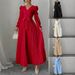 Women's Clothing Women's Elegant Light Luxury Pleated Dress Style Solid Color Cross Neck Full Swing For Formal & Casual For Women_ecoleips.com