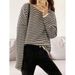 Pullover Sweater Women's Coat Spring And Autumn Thin Casual Striped Round Neck Loose Long Sleeve Large Size Women's Clot_ecoleips.com