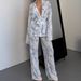 Brown Comfortable Long Sleeve Robe Pants Set, Wearable Outside, Two-Piece Pajamas, European And American Autumn New_ecoleips.com