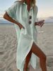 Women's Fashion Style Versatile Solid Color Casual Long Sleeve Mid-Length Cotton Linen Shirt Dress_ecoleips.com