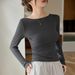 2025 #Selection Of Premium Products # One Word Small Round Neck Slim Fit And Slimming T-Shirt For Women With Long Sleeves,_ecoleips.com
