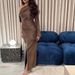 Elegant One-Shoulder Ruffle Slit Dress – Retro-Inspired Polyester Evening Gown For Women (S-XXL) – Versatile For Parties & Date Nights_ecoleips.com