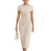 Elegant Bodycon Midi Dress With Waist Accent Pleats | Versatile Cocktail Office Dress For Women_ecoleips.com