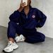 Women's Quarter Zipper Stand Collar Long Sleeve Sweatshirt And Jogger Pants Set Casual Comfortable Two-Piece Outfit In Multiple Colors_ecoleips.com