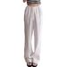 Suitable For All Seasons 2024 Summer High-Quality White For Women, High Waist, Draped, Petite Casual Pants, Cotton Linen Floor-Length Pants_ecoleips.com