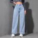 Slimming Black Washed Straight Leg Jeans Wide Leg Pants for Women European American Style Loose Fitting Height Enhancing_ecoleips.com